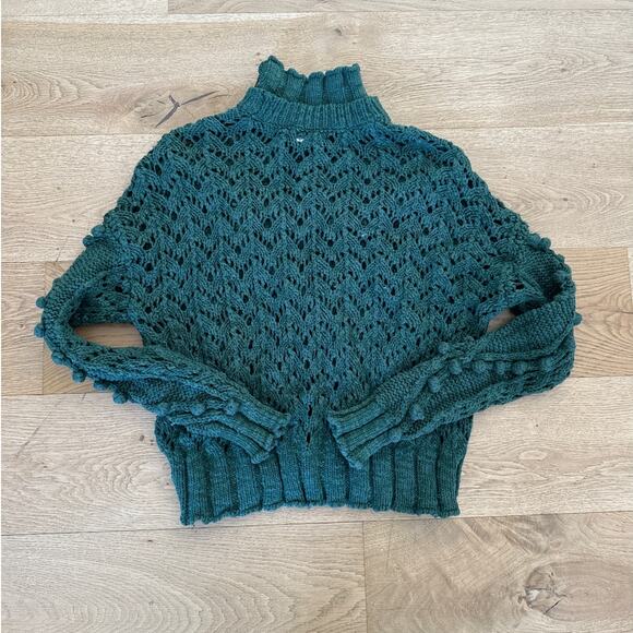 Lovers + Friends - Daybreak Cable Knit Pom Pom Sweater in Green - Picture 5 of 6
